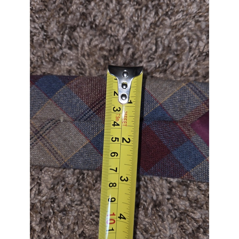 VTG WOOL Tartan Plaid Blue Red Brown TARTAN MEN'S NECK TIE - Picture 9 of 10